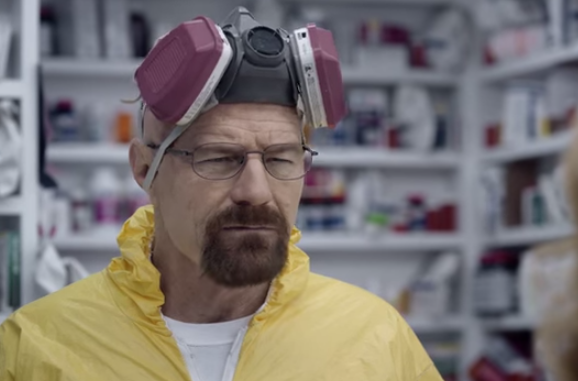 Walter White with a mask on his head